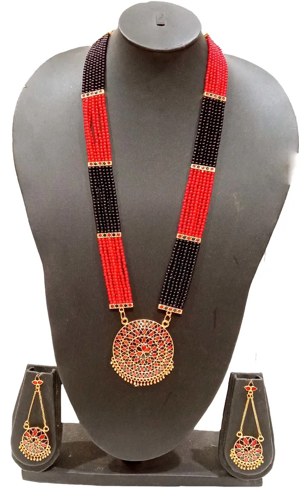 Assamese_Traditional_Red_Black_Meenakari_Japi_Jewellery_Set_For_Women_&_Girl